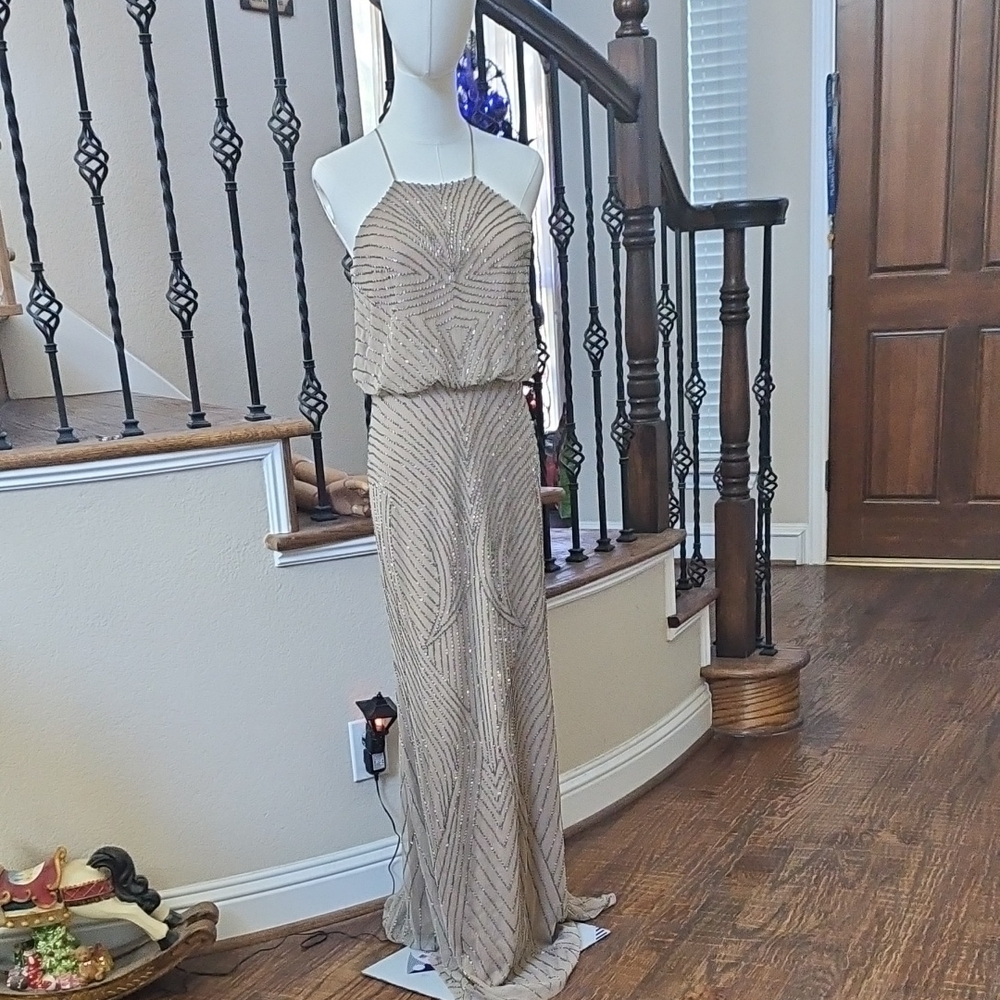 Adrianna Papell Gold Maxi Dress